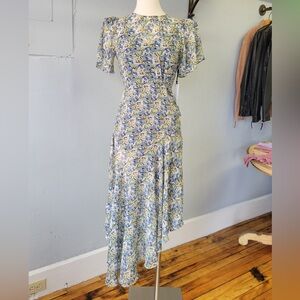 Floral Blue and Yellow Women's Dress